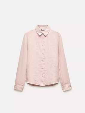 Zara Pastel Pink 100% Linen Shirt ZW Collection 4877/100/621